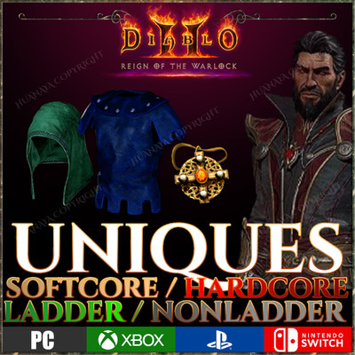 DIABLO 2 UNIQUES SHAKO SOJ ARACH REIGN OF THE WARLOCK D2R LADDER S13 ROTW