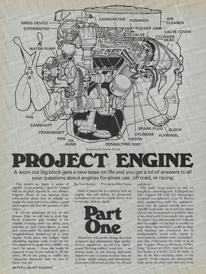 1977 Project Engine Selection Vintage Magazine Article Ad Chevy 396 V8 Engine 77
