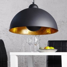 Hängeleuchte rund Ø55cm Retro Design Schwarz Gold Edelstahl Aluminium Groß
