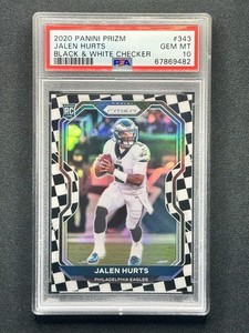 2020 Panini Prizm Jalen Hurts Black and White Checker #343 PSA 10 Rookie RC