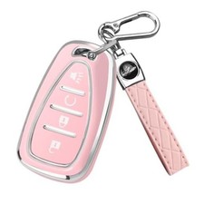 for Chevy Key Fob Cover,4 Buttons TPU Key Cover with Silver B-pink