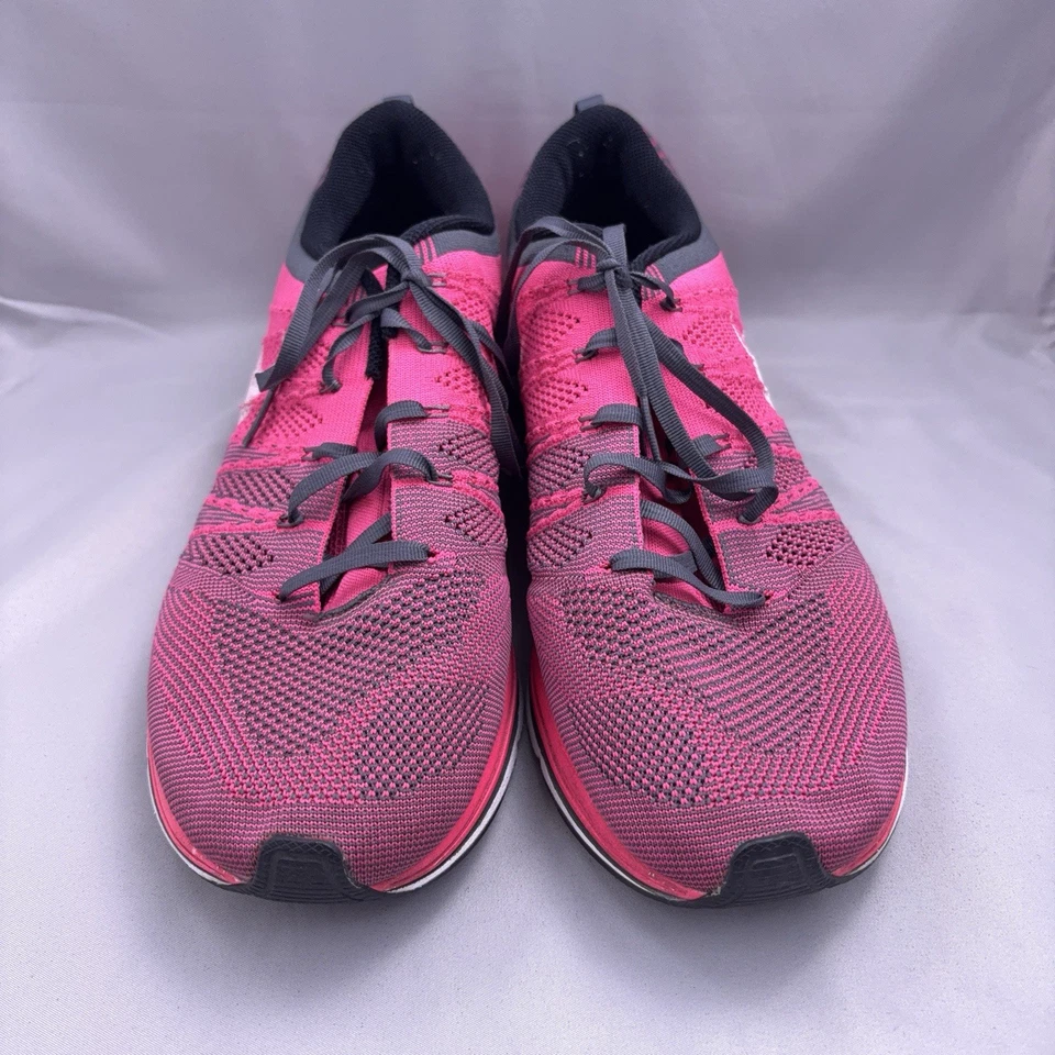 Nike Flyknit Trainer Shoes Mens Size 13 Pink Gray 532984-611 Running Sneaker - Image 3 of 4