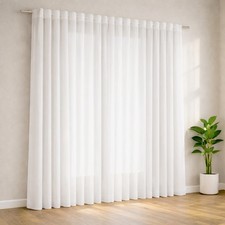 Gardine Voile Weiß Transparent Wellenband 10 cm Store für Stangensystem Nach Maß
