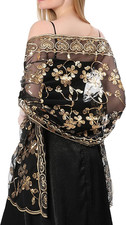 Shawls and Wraps for Evening Dresses,Women Formal 1920S Sequin Flower Sheer Shaw