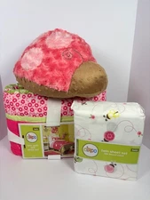 Circo Lady Bugs Twin Quilt Sham Sheet Set Pillow Pink Green Garden Floral