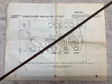 original 1960's Fender Vibro -Champ Schematic and Layout sheet  AA7 64 folded