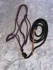 HORSE Tack Rope Halter and Rope LEAD 113 "L w/ Leather Tail
