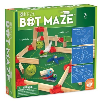 Mindware Keva Bot Maze Stem Building Toy Motorized Robot Maze Kit Wooden Planks