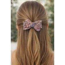 nOir Multi Color Rhinestone Bow Hair Clip Crystal Encrusted Barrette Accessory