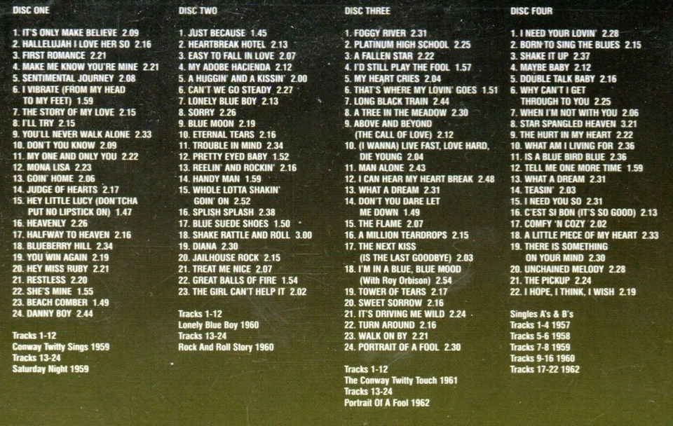 Conway Twitty - 6 Classic Albums + Singles 4 CD Set 50's 60's Rock 'n' Roll Pop  - Image 2 of 2