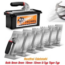 Rostfrei Zahnspachtel Gl&auml;ttekelle Gezahnt Maurerkellen 6/8/10/12mm/U/Tiger-Typ