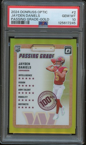 Jayden Daniels [Gold] #2 2024 Panini Donruss Optic Passing Grade card