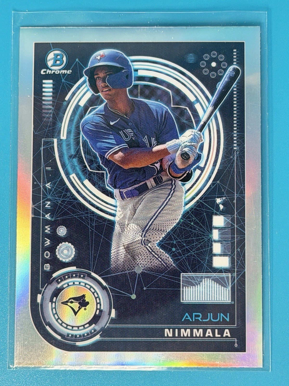 2024 Bowman Chrome Arjun Nimmala AI Insert #BAI-18 Refractor Toronto Blue Jays