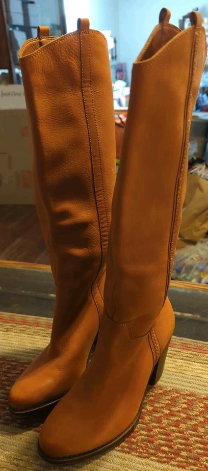 Lucky Brand Tan Leather Ebbie Tall Western Boot Size 7 M - Image 2 of 4