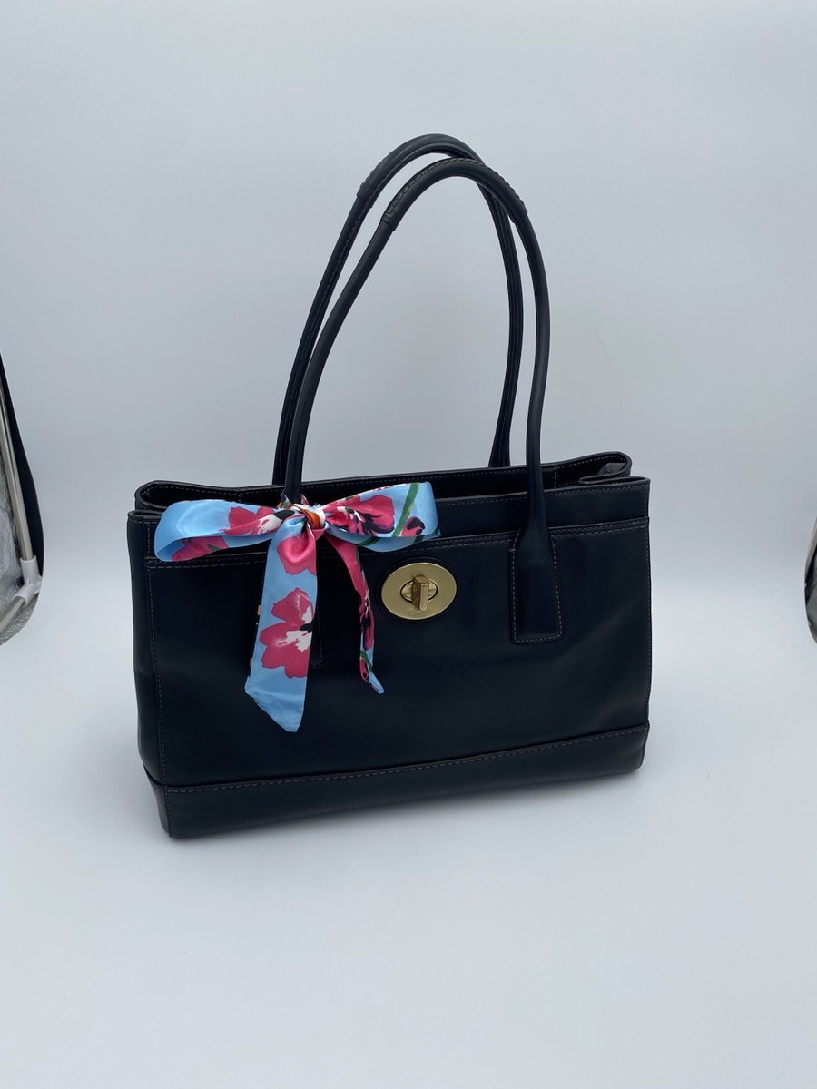 Vintage Coach Madeline Black Leather Tote Bag Large Satchel Gold