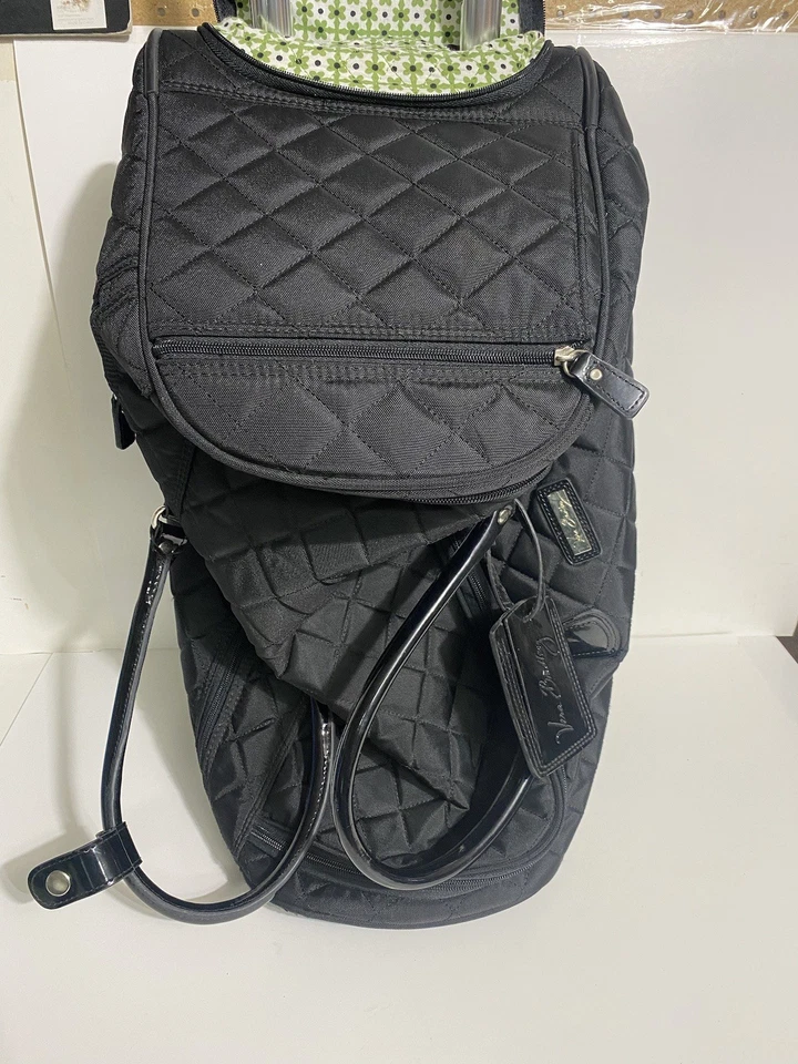 "Maleta de mano acolchada negra lisa Vera Bradley con asa de 20""" Foto 2 de 4