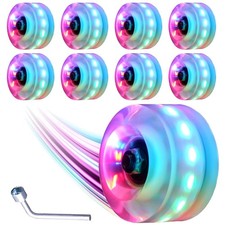 LED Roller Skate Wheels 8 Pack, ABEC-9 Bearings