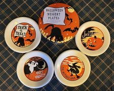 Pottery Barn Retro Halloween Dessert Plates C...