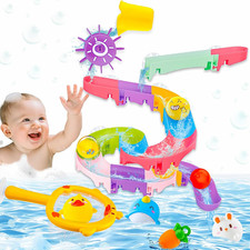 33PCS Bath Toys for Kids Ages 1-3, Bathtub Water Slide Track Play Set for Kids A