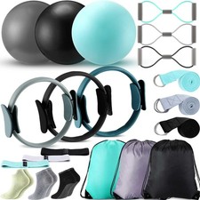 Poen 21 Pcs Pilates Equipment Kit for Home Workout Pilates Ring and Ball Set for