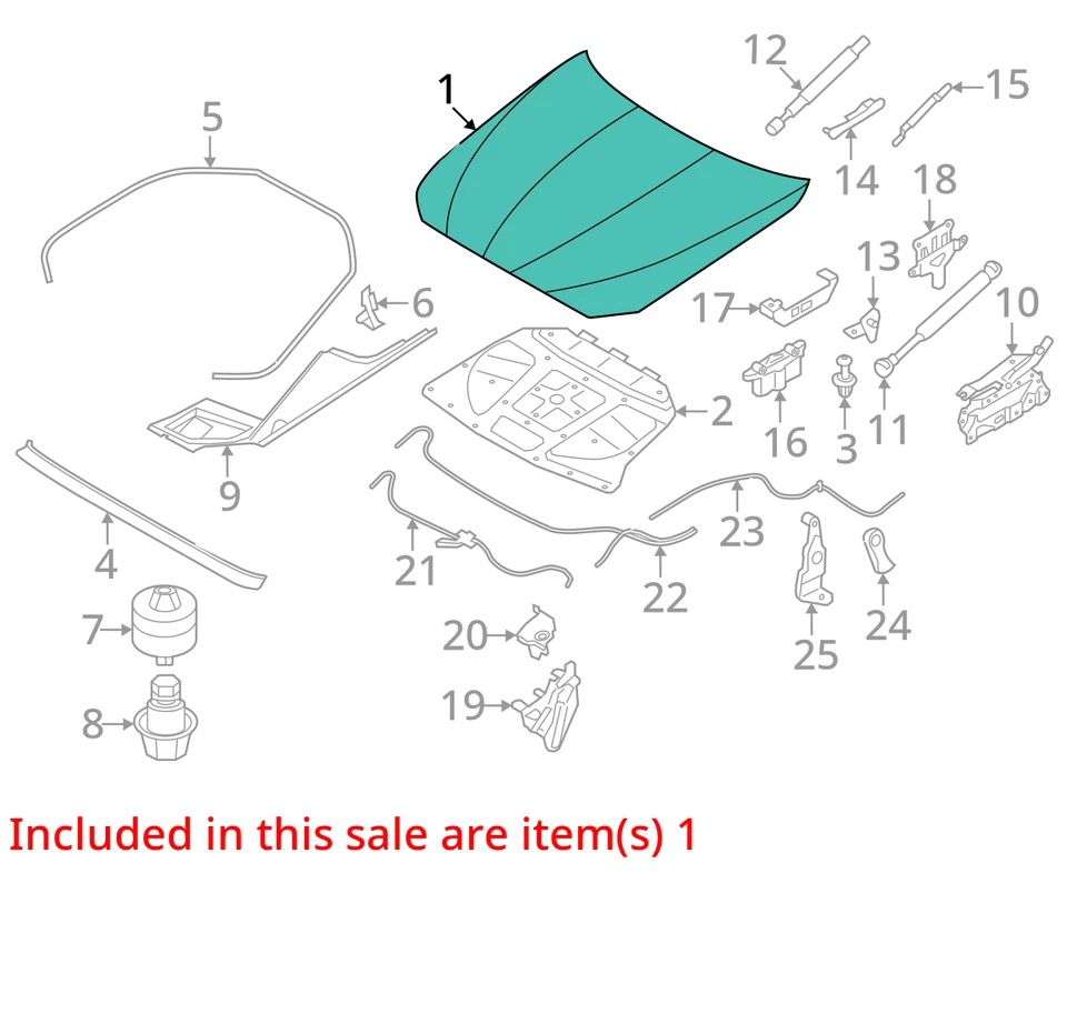 Hood Panel Titanium Silver 354 Fits 11-16 BMW 528i 854452 Foto 2 de 4