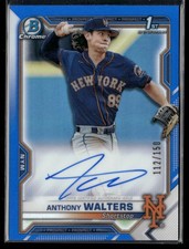 2021 Bowman Chrome #CPA-AW Anthony Walters Autographs Blue Refractor #/150