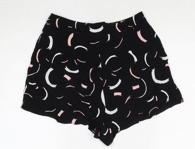 Glassons Damen schwarz geometrisches Muster Viskose Basic Shorts Größe 6 normaler Reißverschluss