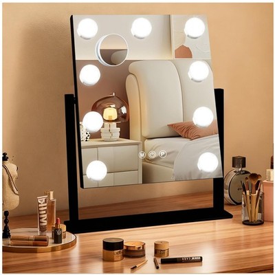 Compact Hollywood Mirror with 360° Swivel Design, 12'' x 14''