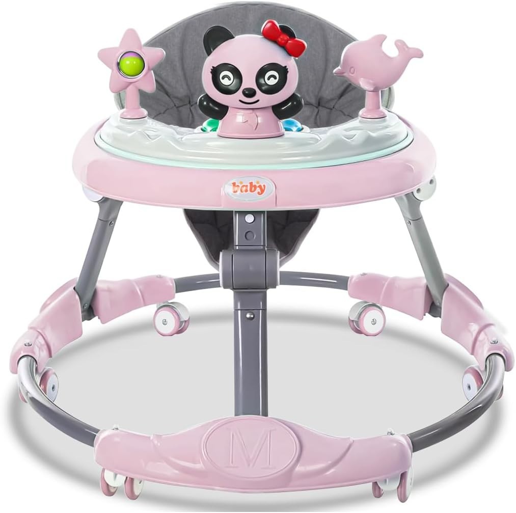 Multifunctional Foldable Baby Walker with 6 Adjustable Heights, Activity Center