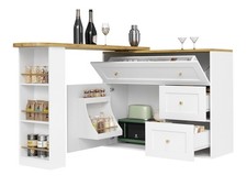 Tavolo Bar Tavolo Cucina Allungabile, Funzione Girevole 360°, Mobile Bar con Ripostiglio