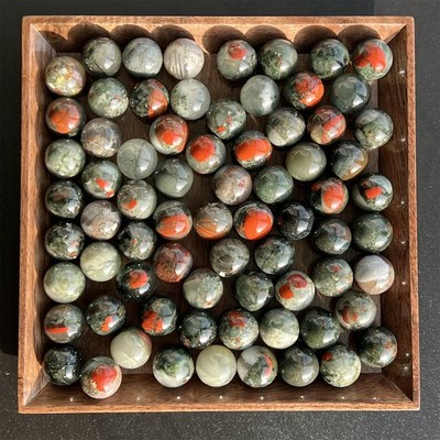 100x Wholesale Natural blood stone ball gem quartz crystal Sphere healing 15mm+