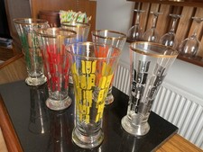 Set of  6 Vintage "Atomic" / MCM Style 1960's Pilsner Lager Beer Glasses   