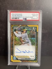 2024 Bowman Chrome Jacob Wilson Prospect Auto Gold Shimmer /50 PSA 10