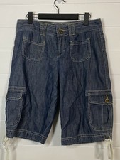 Tommy Hilfiger Size 6 32 inch waist Cotton Denim Cargo Shorts Mid Rise Women's