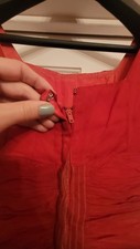 Women's Red Solid Fit & Flare Knee Dress Sleeveless Square Neck Back Zip