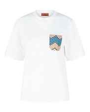M Missoni Womens Cotton T-Shirt With Zig Zag Embroidered Pocket