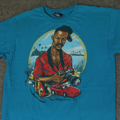 T.I. Rap T Shirt M Teal Magnum P.I. Ti Rapper Parody Upper Playground SF Art Tee