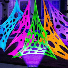 Glow in the Dark 1300 Sqft 5 Colors Uncut Giant Spider Web Cowebs Halloween Deco