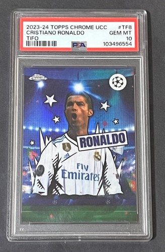 2023-24 TOPPS CHROME UEFA CLUB COMPETITIONS TIFO #TF8 CRISTIANO RONALDO PSA 10