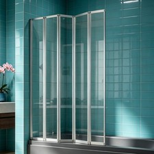 1200 x 1400mm 5 Folding Over Bath Shower Screen Collapsing Glass Door Panel