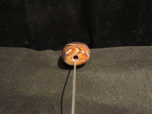 Good Quality Rare Tibetan Natural Old Agate Dzi *Sky Eyed* Flat Bead HH053 - Picture 6 of 6