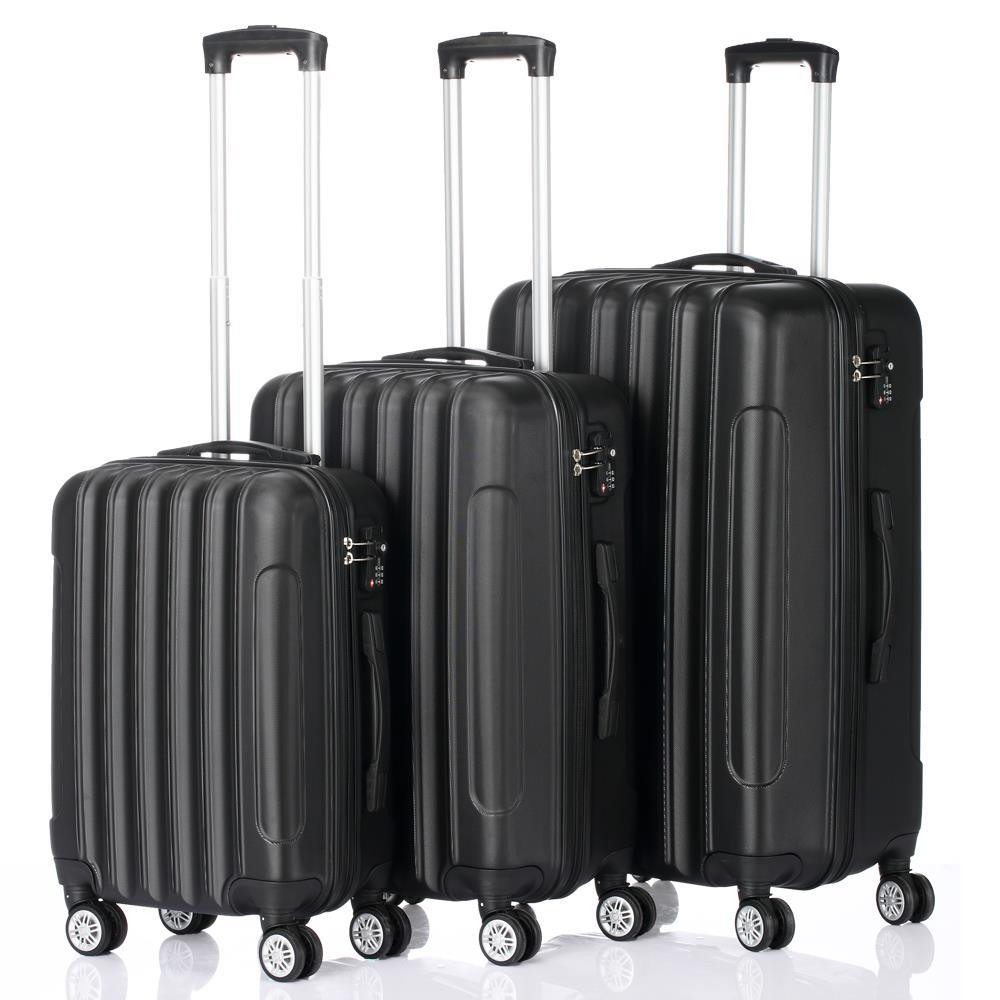 Travel Set Bag Abs Trolley Suitcase W/tsa Lock Black