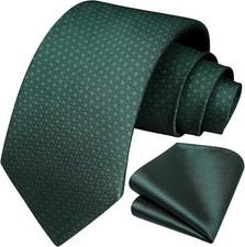 Polka Dot Ties for Men Classic Silk Ties and Pocket Square F-emerald Green