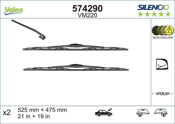 Valeo Wischblatt Scheibenwischer Silencio Conventional SET 574290 FüR Audi Fiat-image