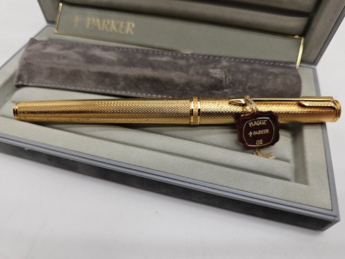 Parker Premier Rollerball Pen Gold Plated Textured Vtg NOS Made in France w/ Box - Picture 2 of 9