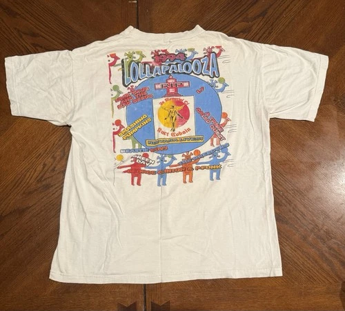Lollapalooza Concert T-shirt Kirk Cobain Tribut 1990s vintage concert t-shirt, vintage, single stitch, B+ condition