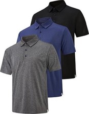 3 Pack Polo Shirts for Men Dry Fit Performance Short Sleeve Golf Polo Shirts