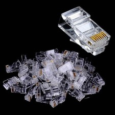 100Pcs Network PC Cable Modular Ethernet Plug Head RJ45 CAT-5e Connectors ON