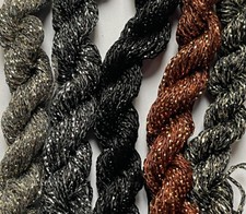Job lot bundle Yarn Wool Fancy Glitter Lurex/Viscose fine chainette 5x 10m #B28