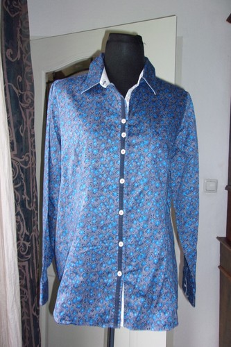Alba Moda Hemd-Bluse blau-Töne, Streu-Blümchen allover, Gr.44